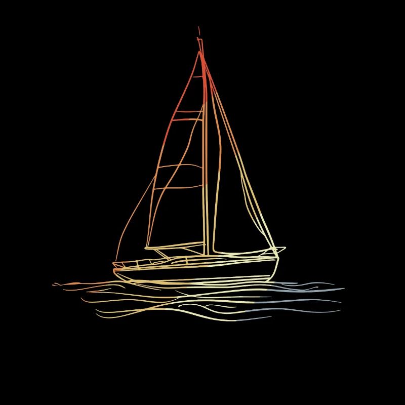 Retro Segelboot Line Art