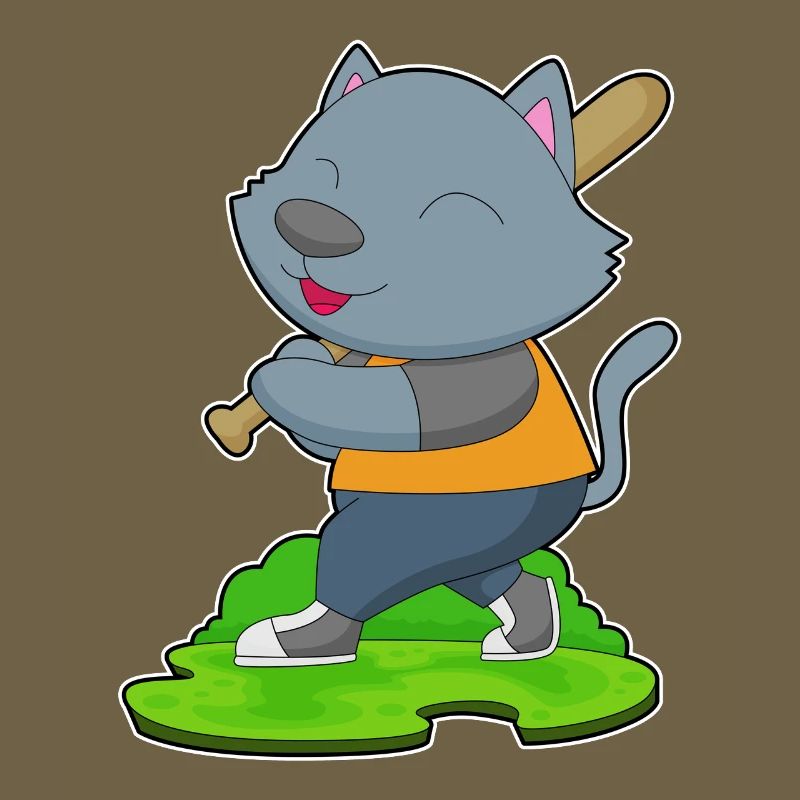Cat Baseball Batte de baseball