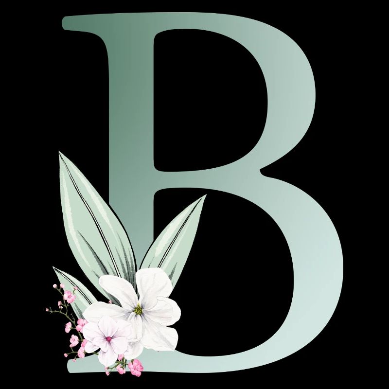 B Monogramme, Floral, Personnalisable