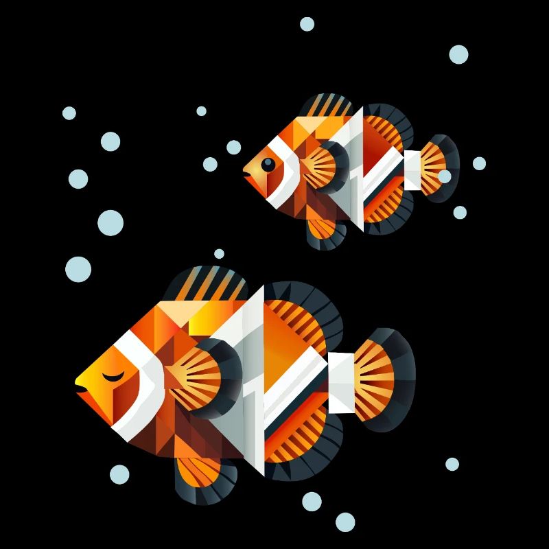 Two Clownfish – Geometric Ocean Illustration
