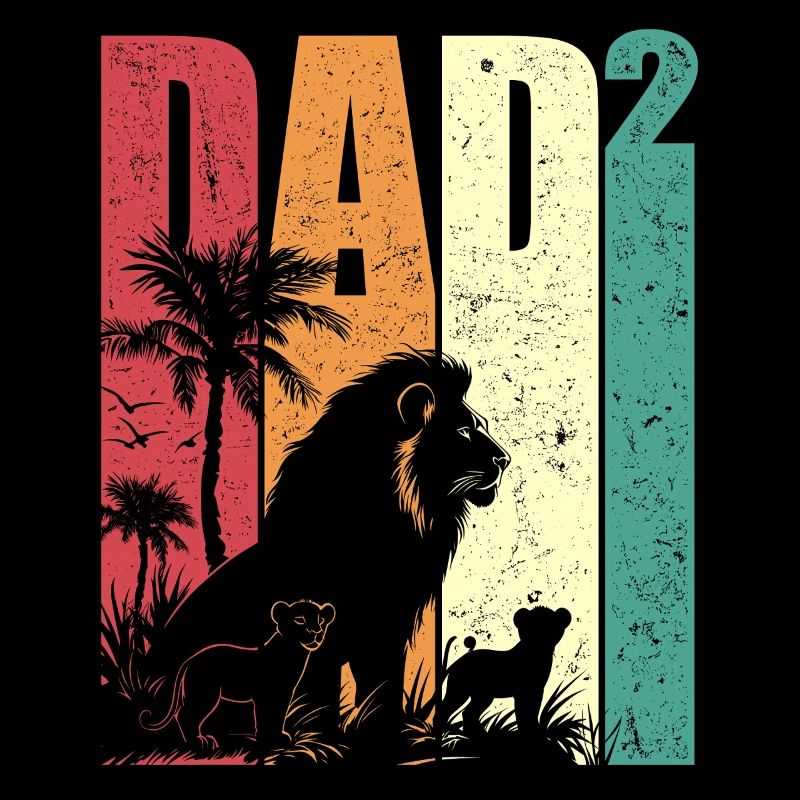 Löwe Zwei Kinder Dad Hoch 2 Vatertag Geschenk