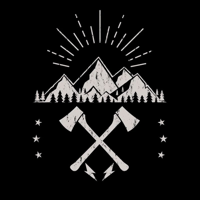 Robustes Berg-Sonnenaufgangsaxt-Emblem