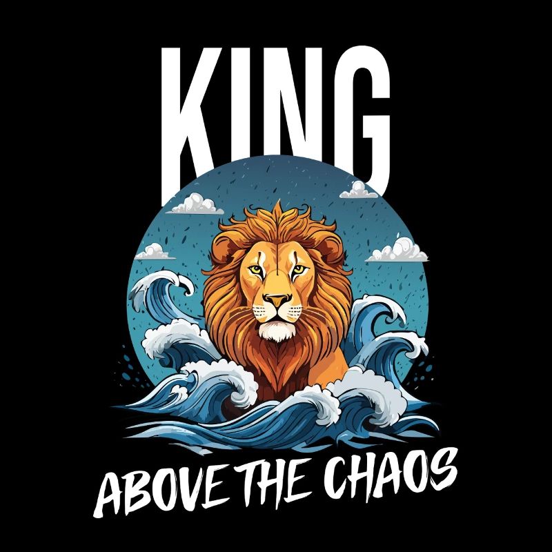 Tête de lion majestueuse avec le bruit de l’eau
