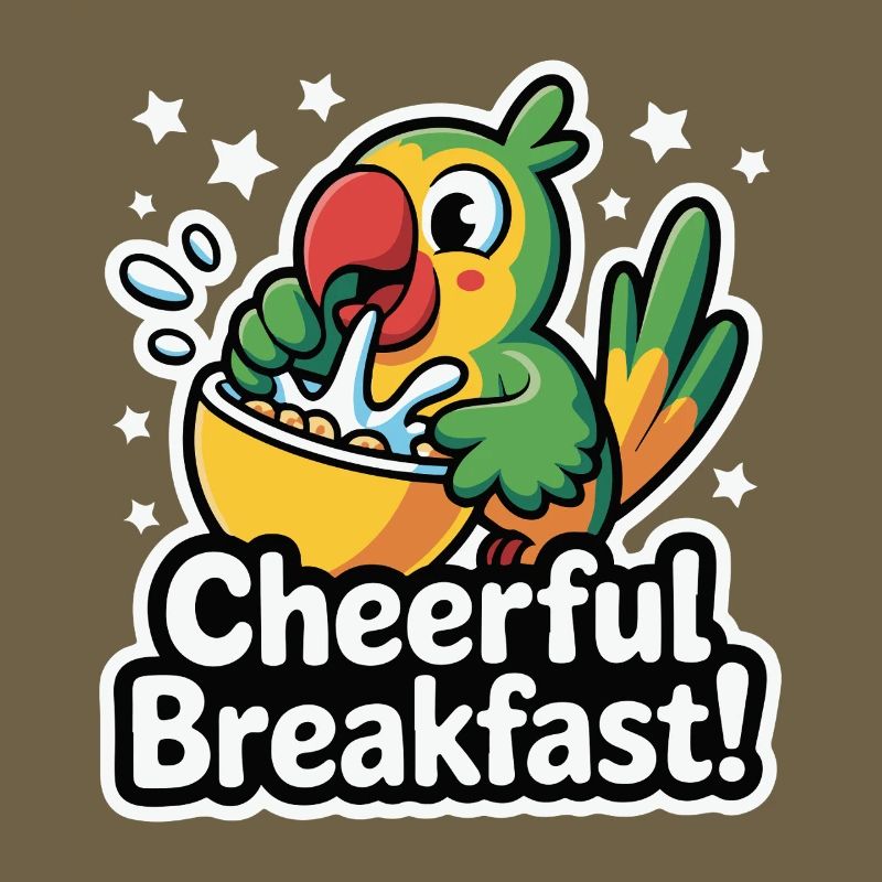 Perroquet dynamique avec un petit-déjeuner joyeux