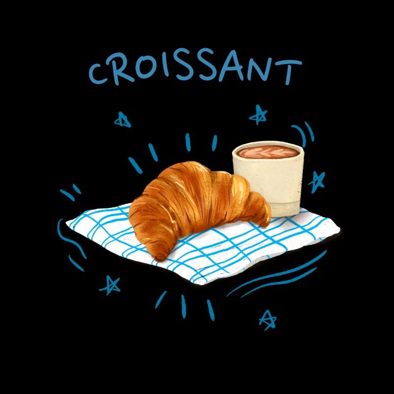 Croissant, Blau, Retro-Design