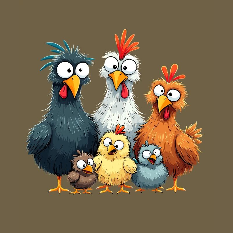 Colorful Chicken Group Comedy Design