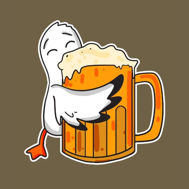 Niedliche Möwe mit Bierglas