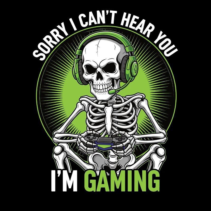 Humorous skeleton gaming print