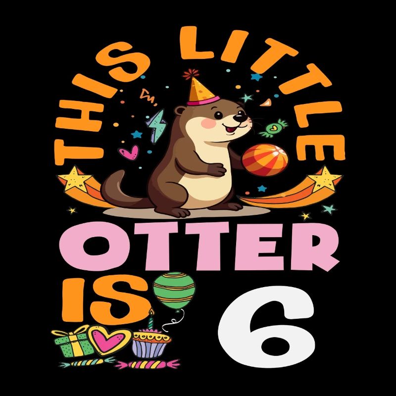 Cette loutre a 6 ans - Motif d’anniversaire mignon