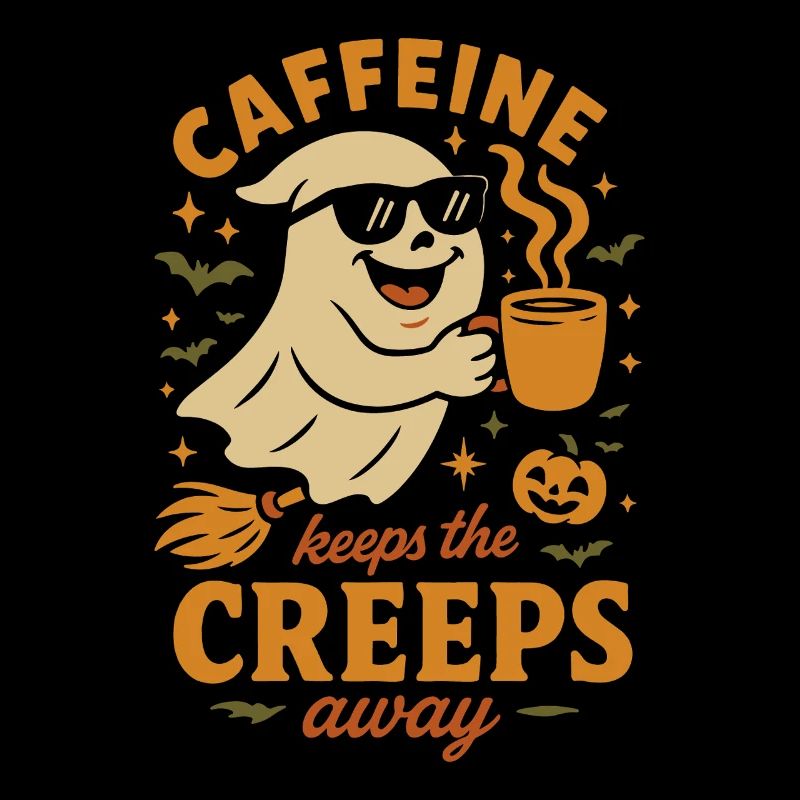 Caffeine Keeps The Creeps Away Halloween Funny