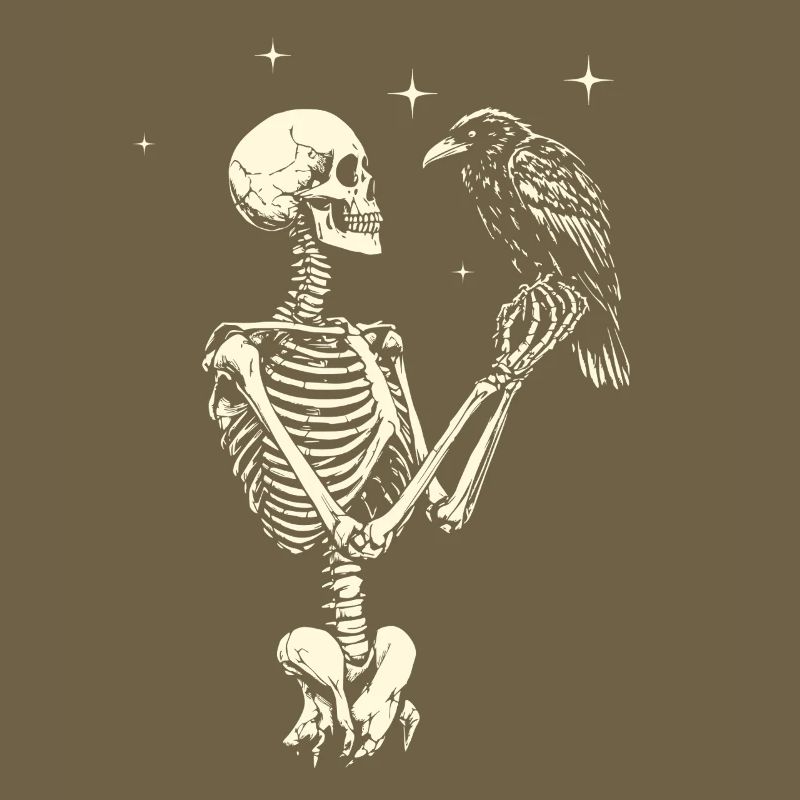 Skeleton with Raven