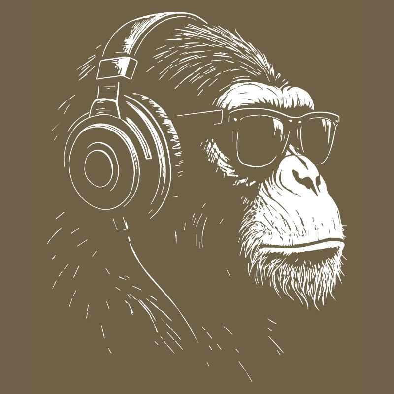 Kopfhörer Monkey mit Sonnenbrille
