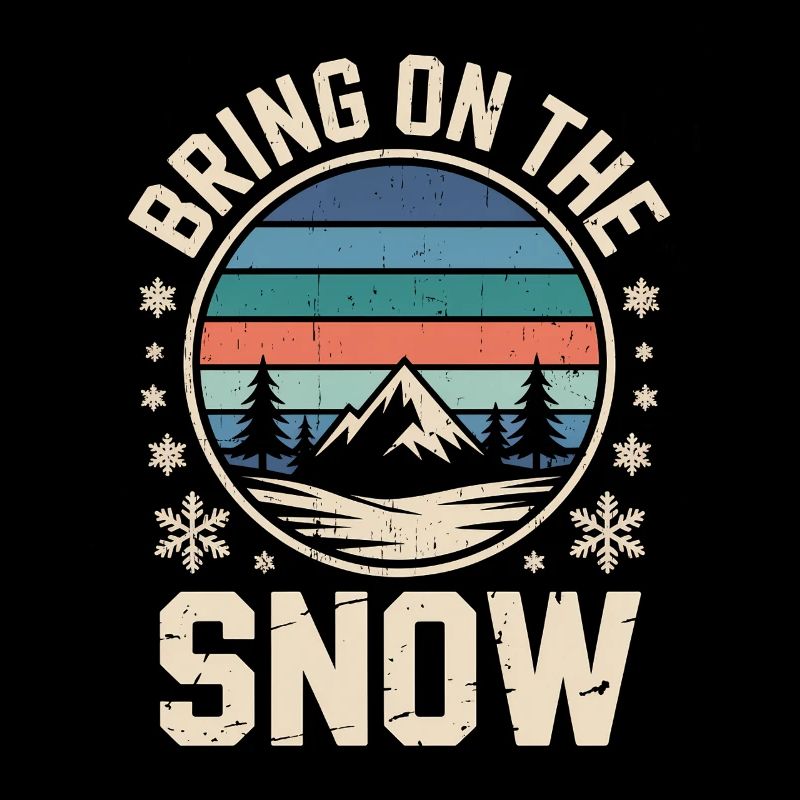 Bring On The Snow Retro Berg  Winter Schneeflocken