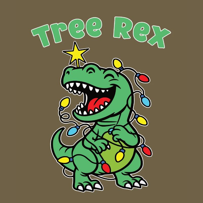 Stylish print with "Tree Rex" Dino Christmas tree