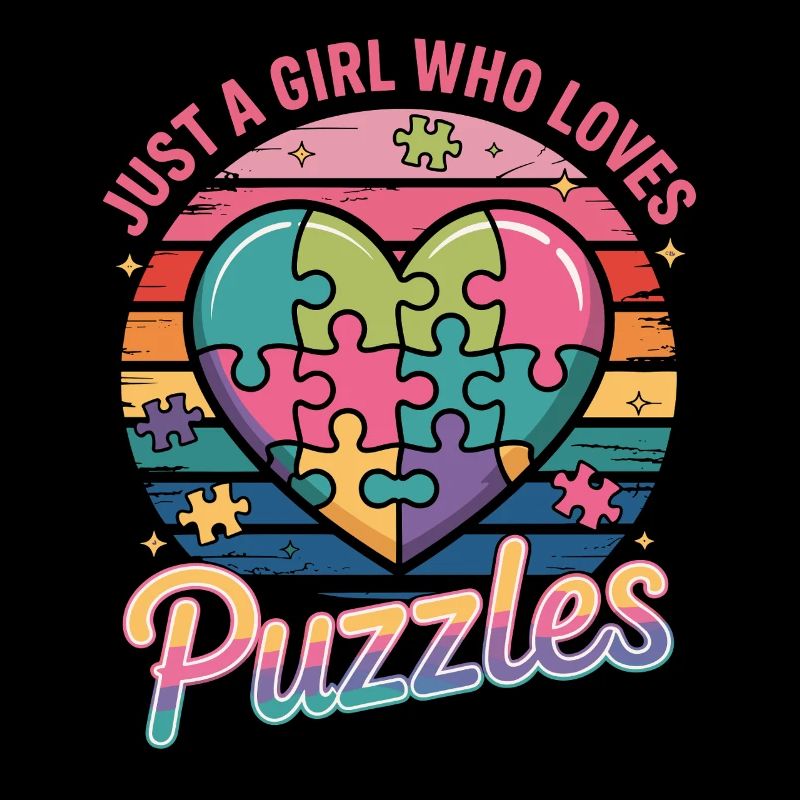 Mädchen liebt Puzzles Herz Regenbogen