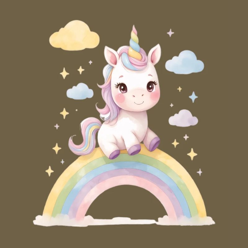 Unicorn on rainbow magic