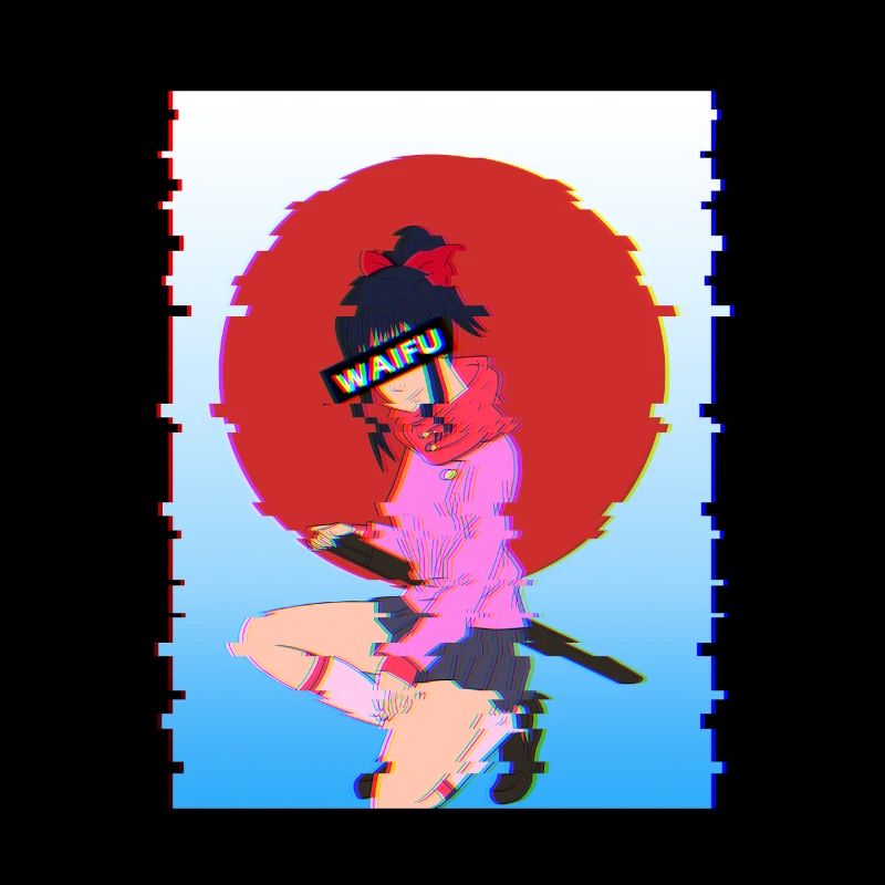 Waifu Samouraï Glitch : Esthétique Vaporwave