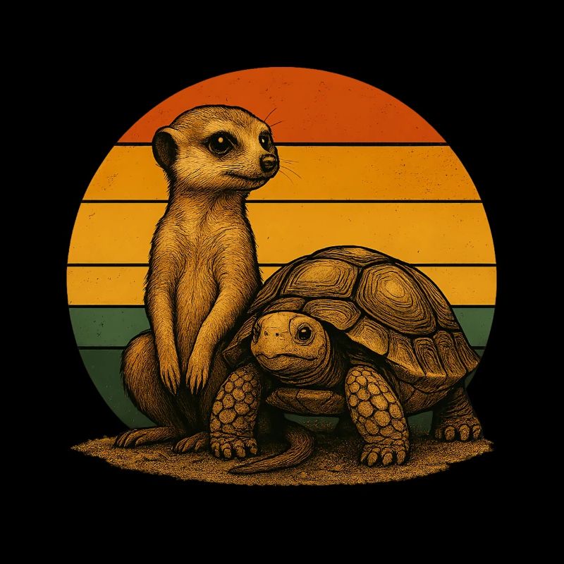 Erdmännchen Schildkröte Retro Tierfreunde