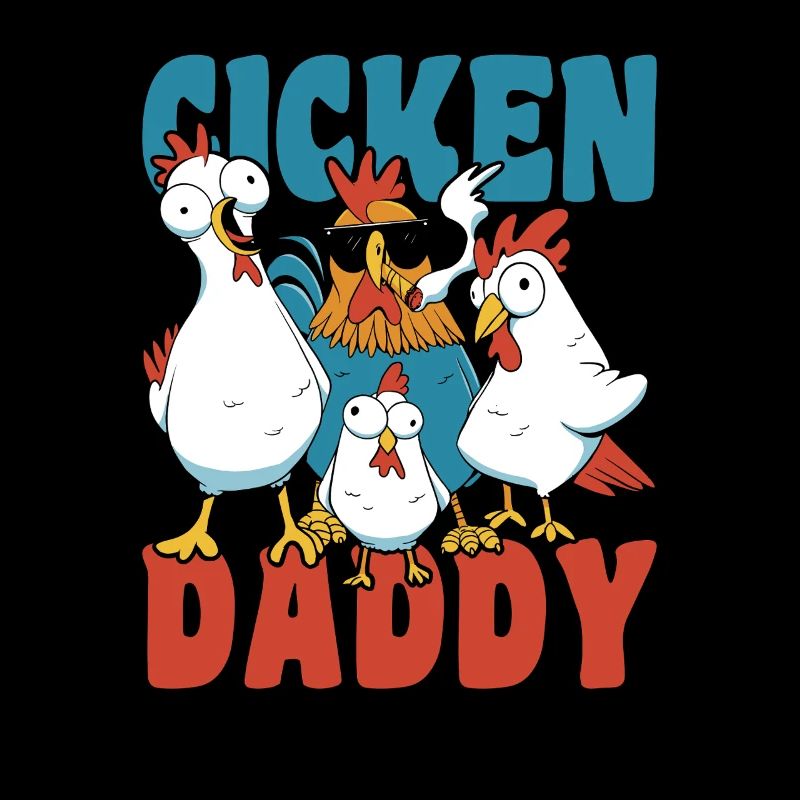 Poulet papa, poulets drôles, fermier, fermier