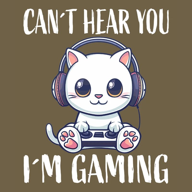 Gaming Katze mit Kopfhörern