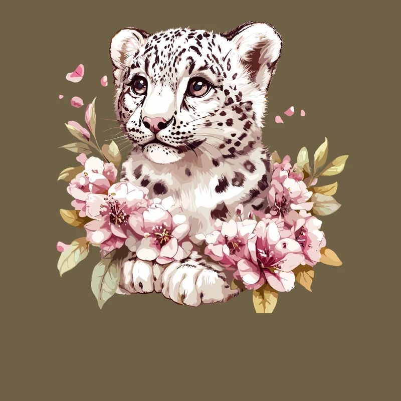 Petit léopard avec couronne de fleurs