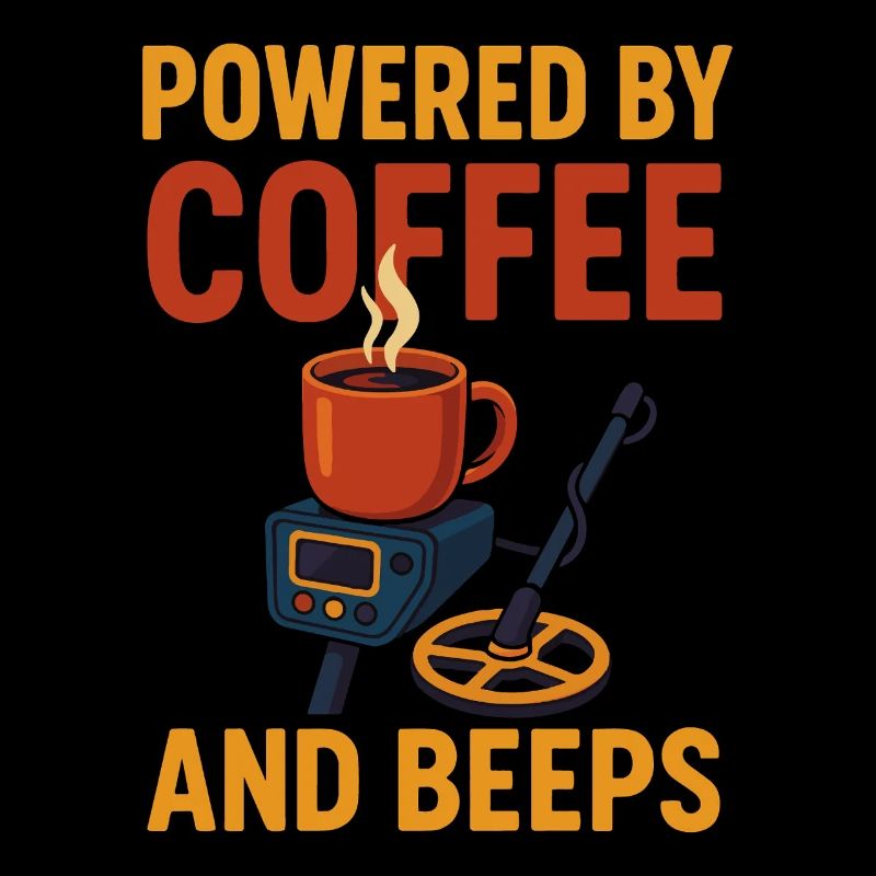 Powered By Coffee And Beeps Funny Metal