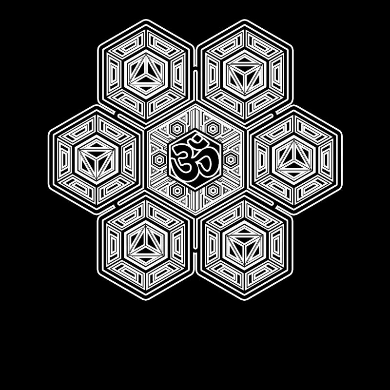 Mandala Sechseck Muster Aum Zeichen Goa Psytrance