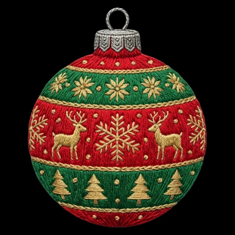 Gestickte Weihnachtskugel – Ornament (gedruckt) minimal