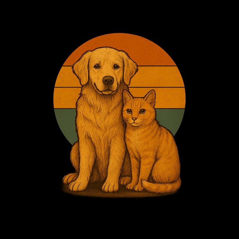Golden Retriever and Cat