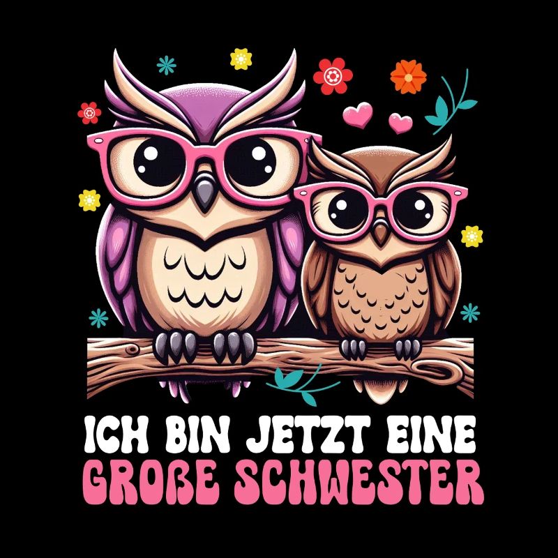 Große Schwester Eulen Älteres Baby Geschwister