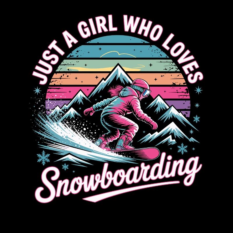 Retro Snowboarden: Mädchen liebt Piste