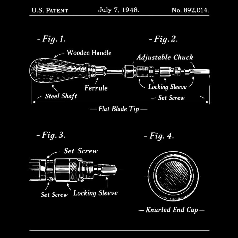 Vintage Screwdriver Patent Blueprint