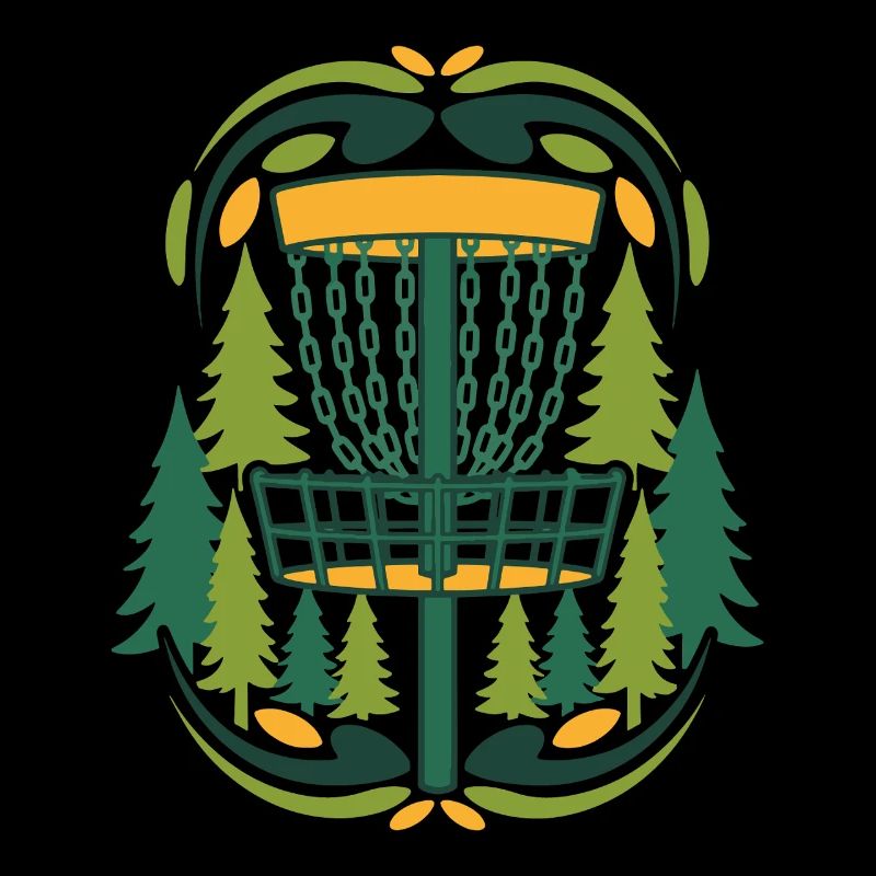 Forest Disc Golf Basket Flying Disc Scene