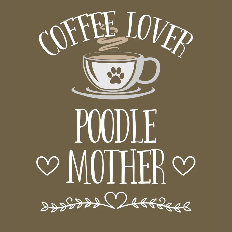 Mère caniche amoureuse du café