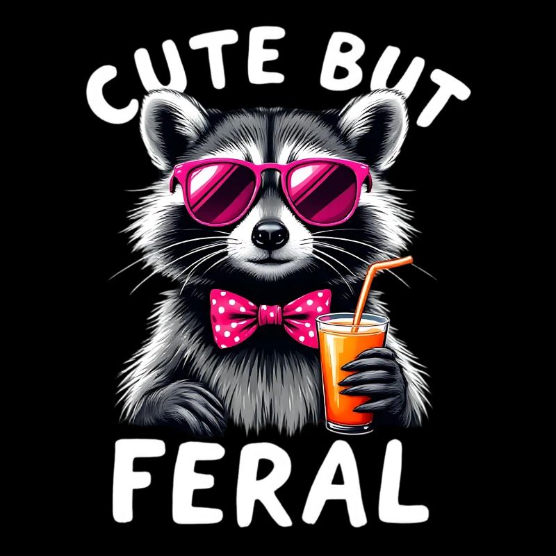 Cute But Feral Waschbär mit Pinker Brille
