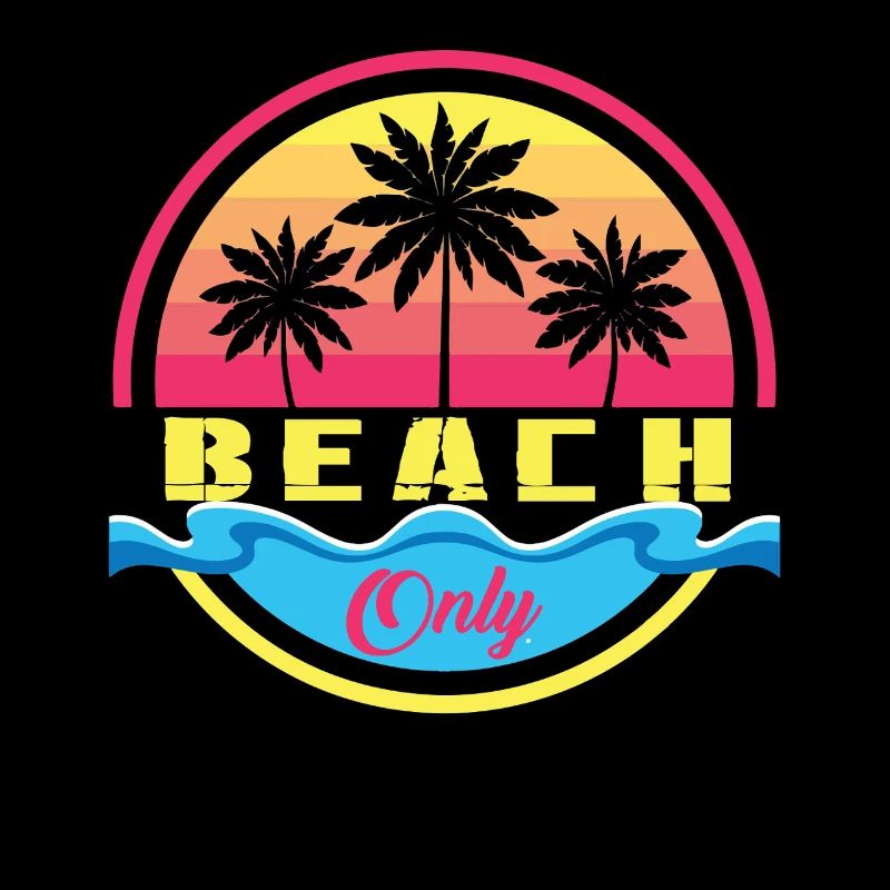 Beach Only Palm Trees Sunset Logo