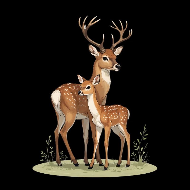Wood Deer Duo Nature Silhouette