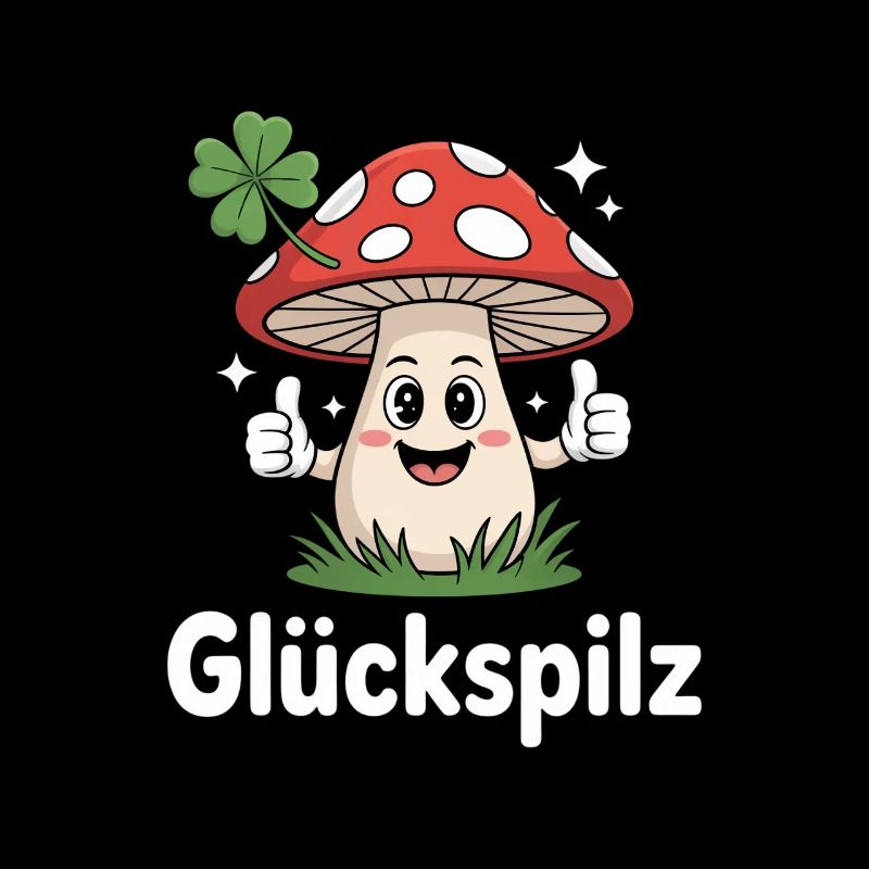 Champignon chanceux drôle avec trèfle