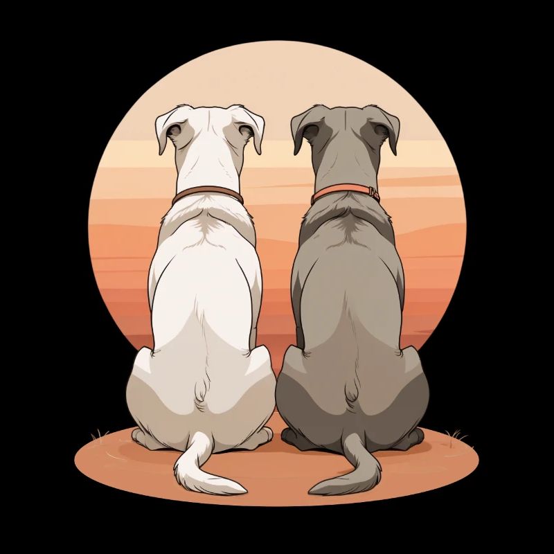 Deux chiens au coucher du soleil