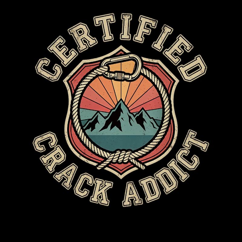 Certified Crack Addict Climbing Boulder Fan