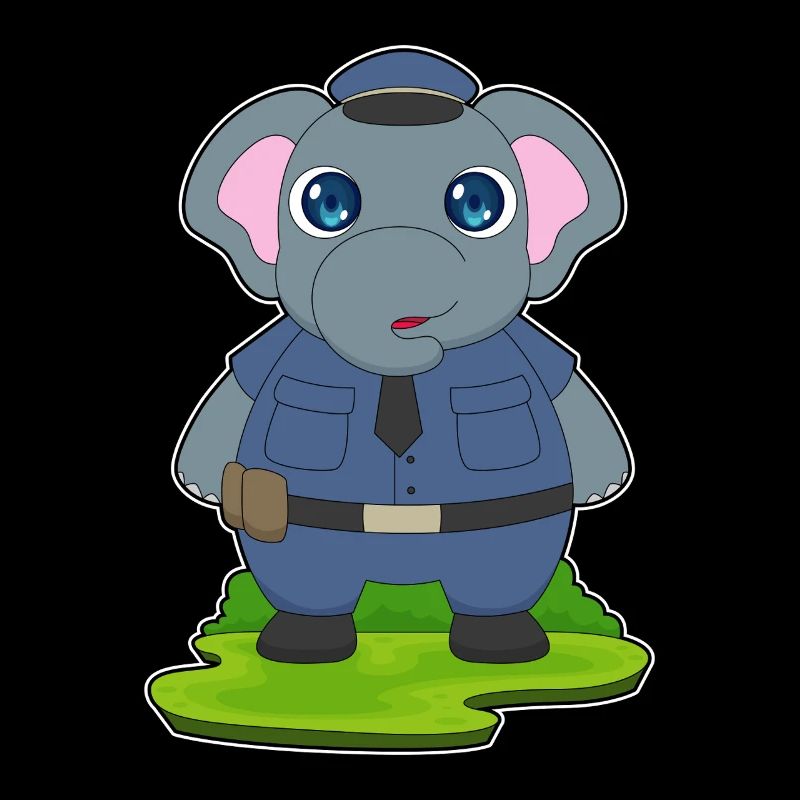 Elefant Polizist Polizeimütze Polizei