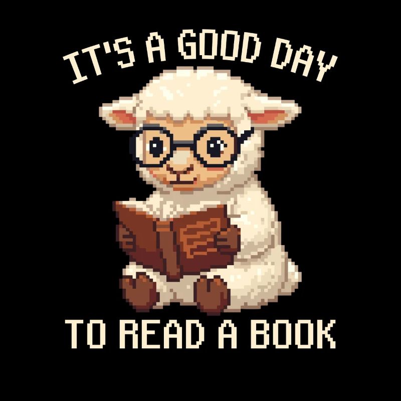 Es ist ein guter Tag, um ein Buch zu lesen, Schaf-Pixelkunst