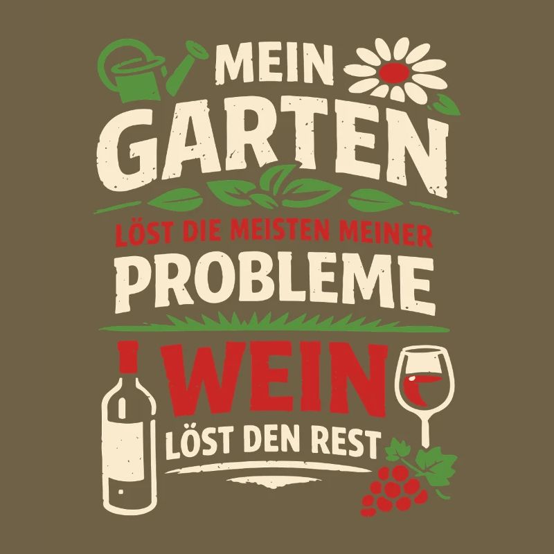My Garden Solves My Problems - Wine Saying