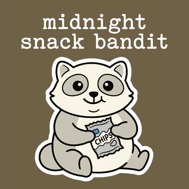 Waschbär mit Chips Snack Comic Motiv