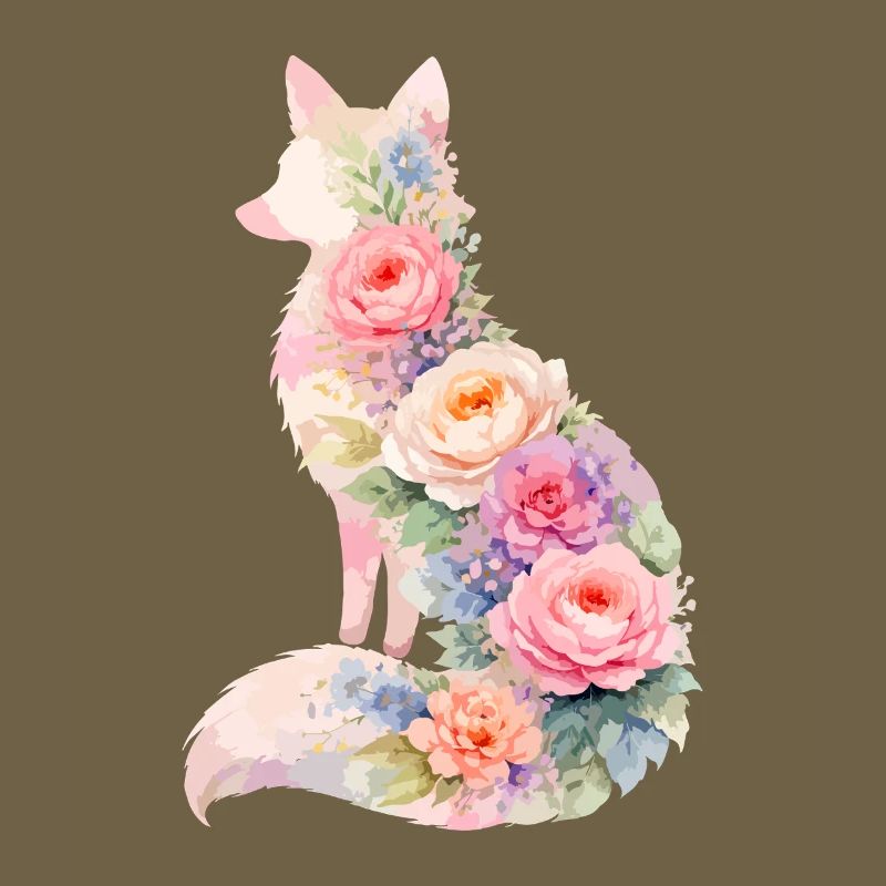 Silhouette florale pastel Fox