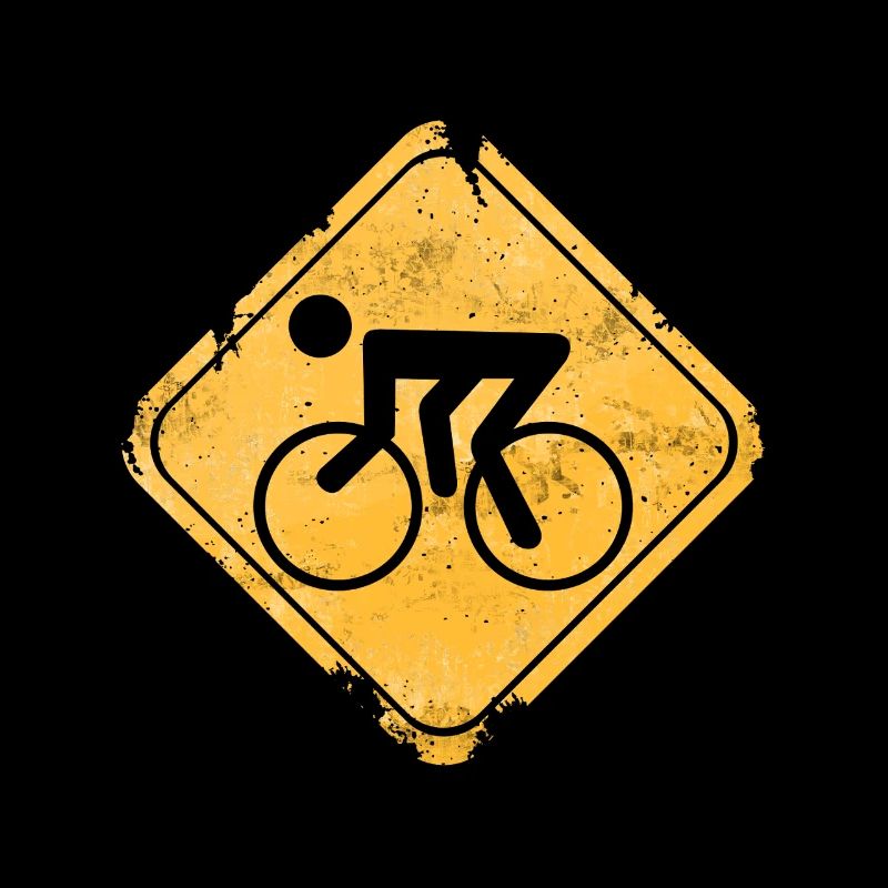 Symbole de vélo sur un panneau d’avertissement jaune