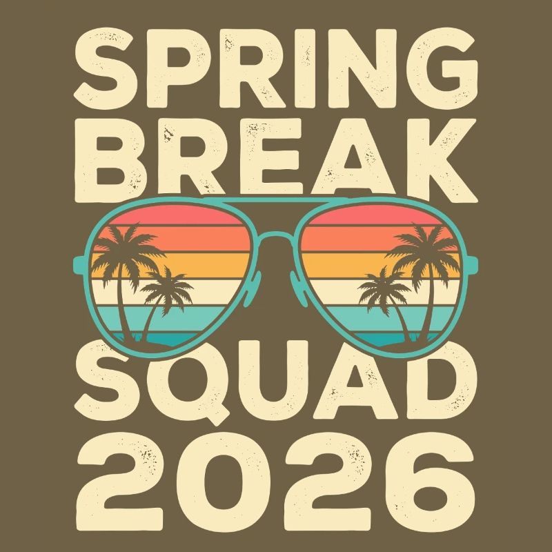 Spring Break Squad 2026 Design rétro de palmiers