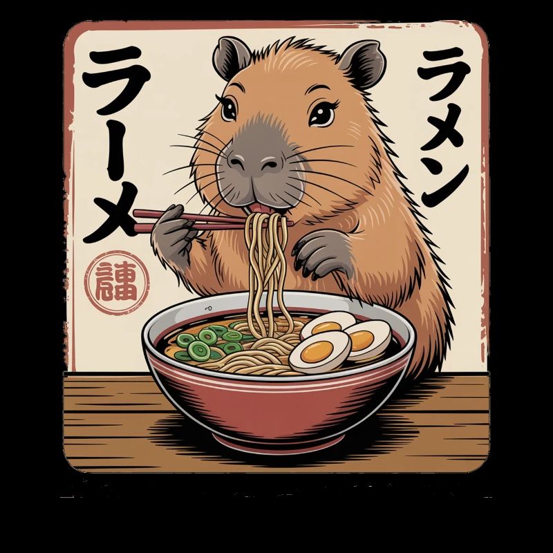 Capybara Ramen Noodle Art