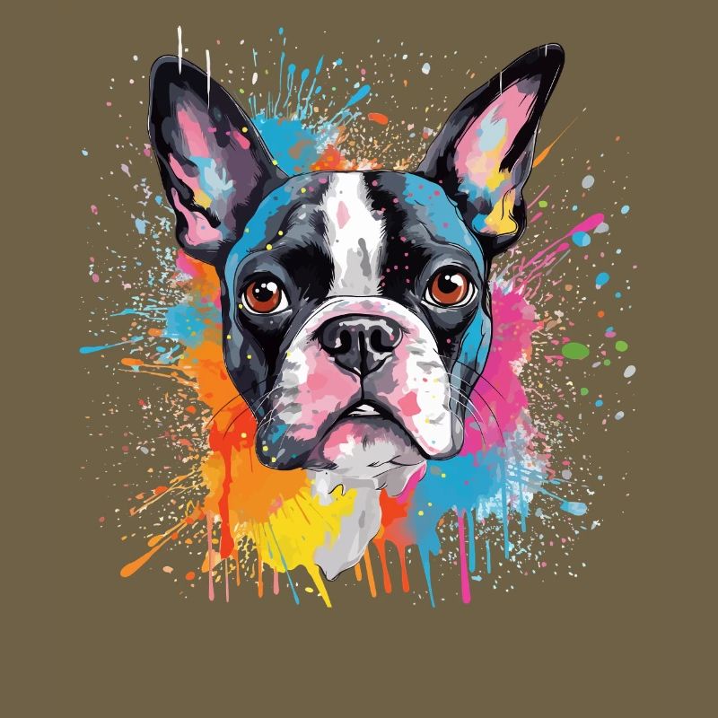 Portrait éclaboussé du Boston Terrier