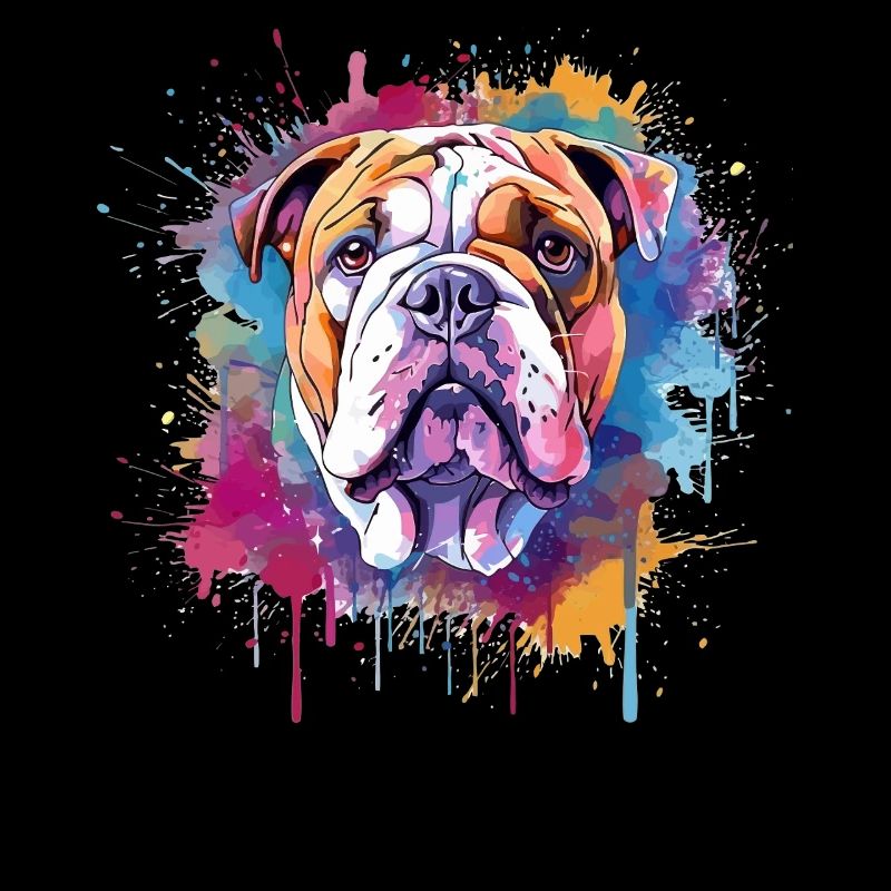 Bunte Bulldog-Hunde-Splash-Art